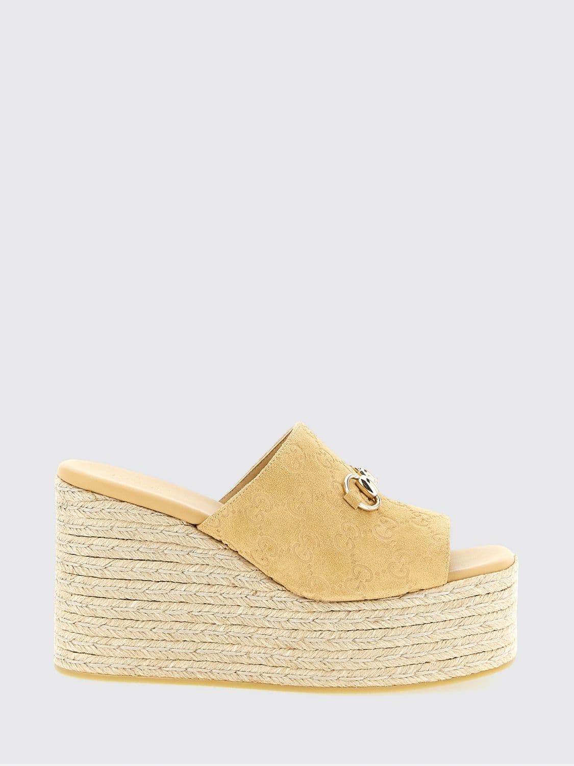 Gucci Wedge Espadrilles in Suede with Embossed GG Monogram