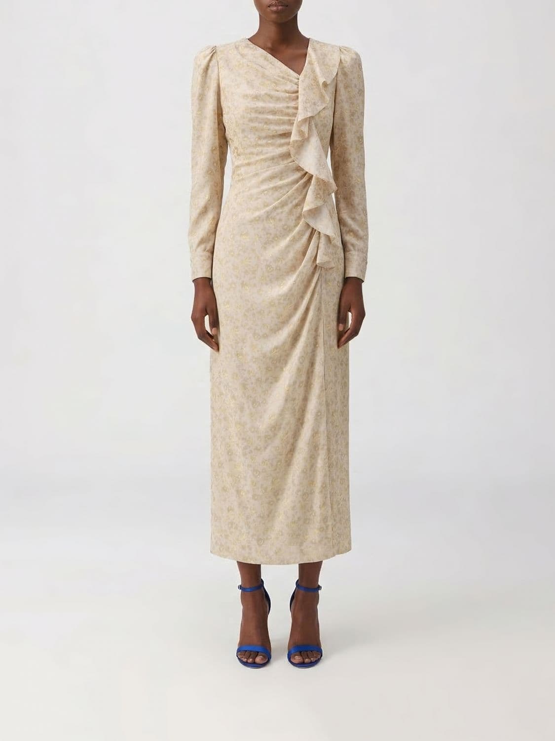 Alessandra Rich Floral Print Silk Midi Dress