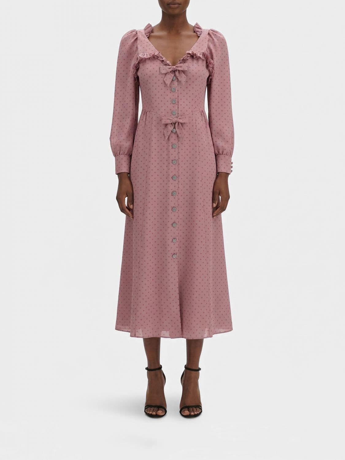 Alessandra Rich Polka Dot Silk Chemisier Dress