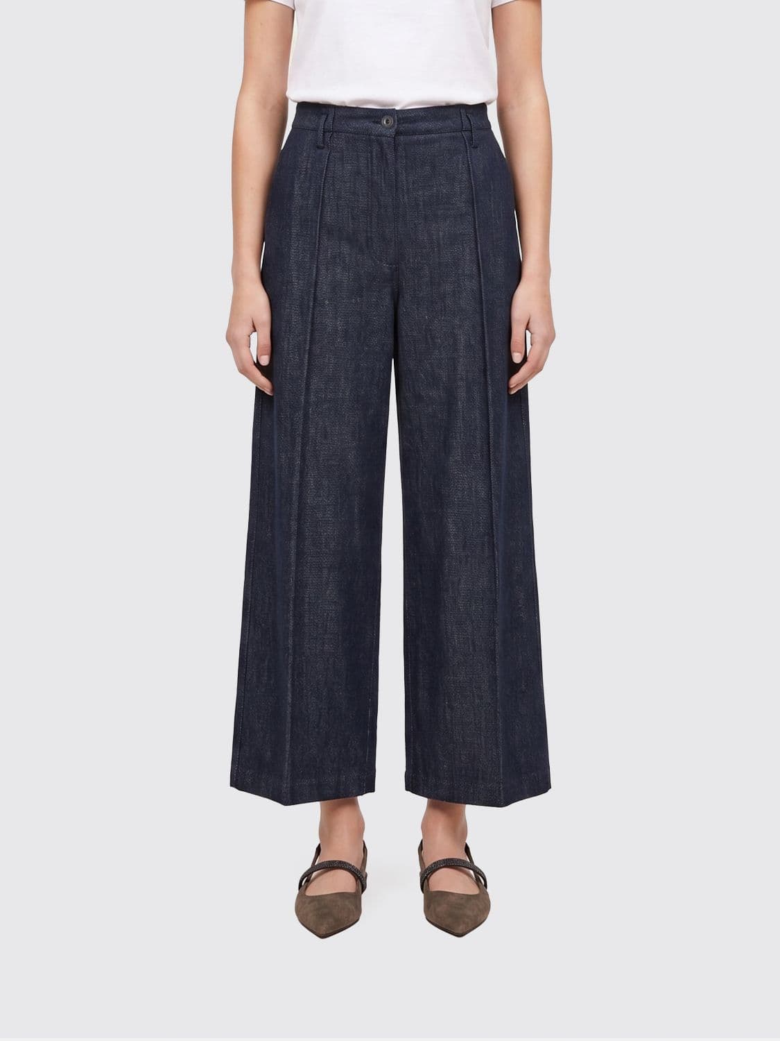 Brunello Cucinelli Cropped Fit Cotton Trousers