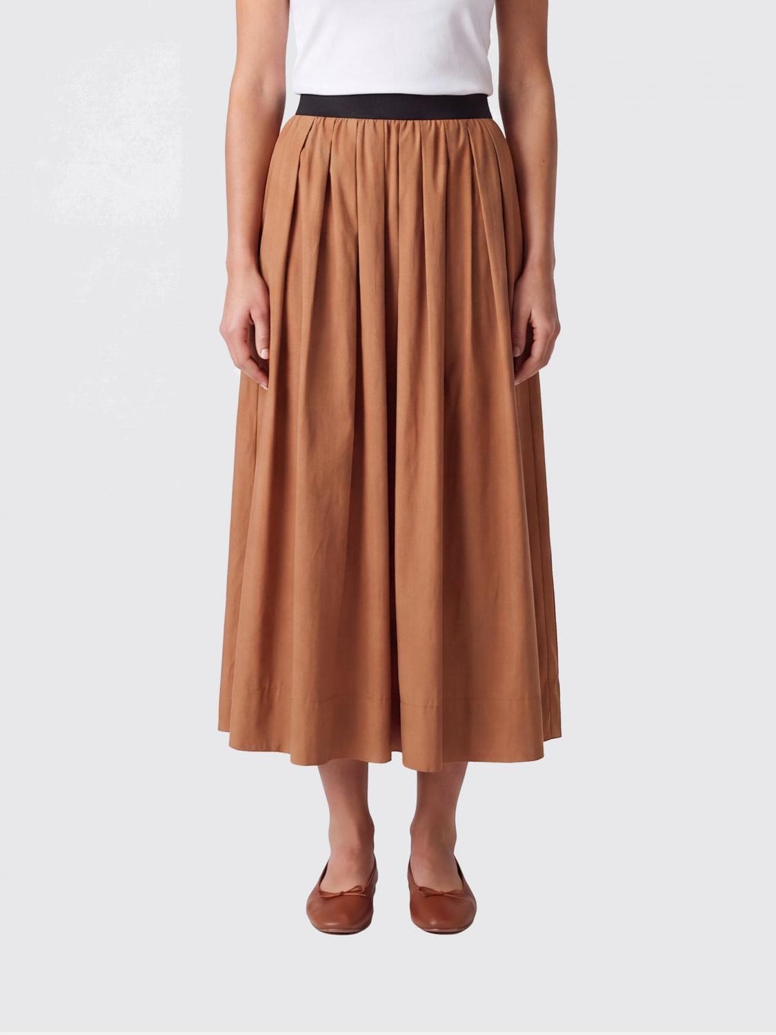 Tela Cotton Pleated Midi Skirt