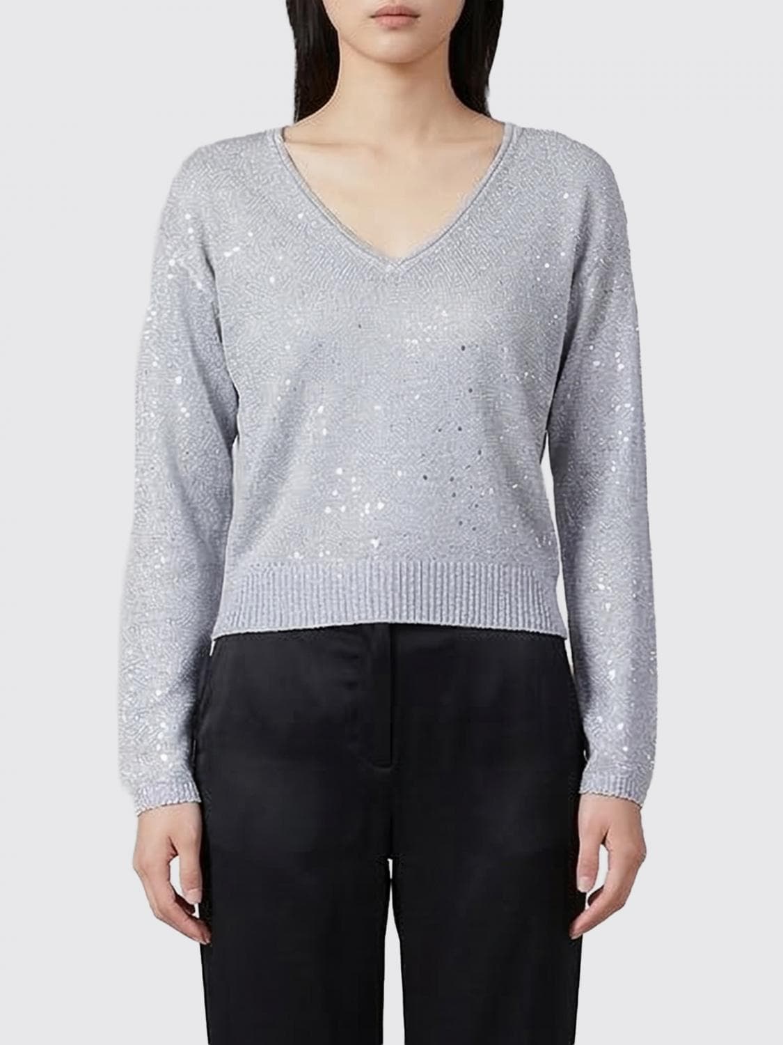 Patrizia Pepe Sequin Embellished Jersey Pullover