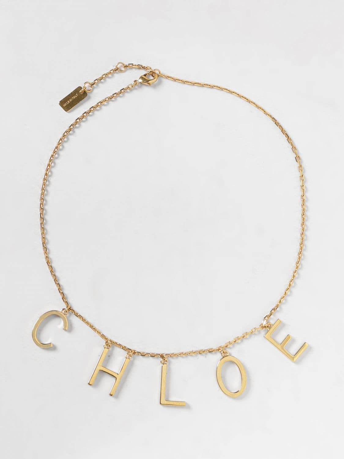 Chloé Brass Necklace With Logo Charm