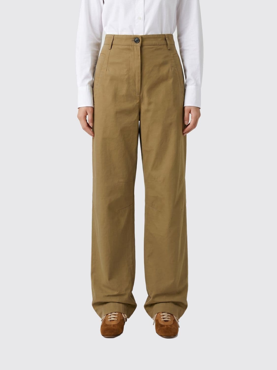 Dries Van Noten Cotton Blend Wide Leg Trousers