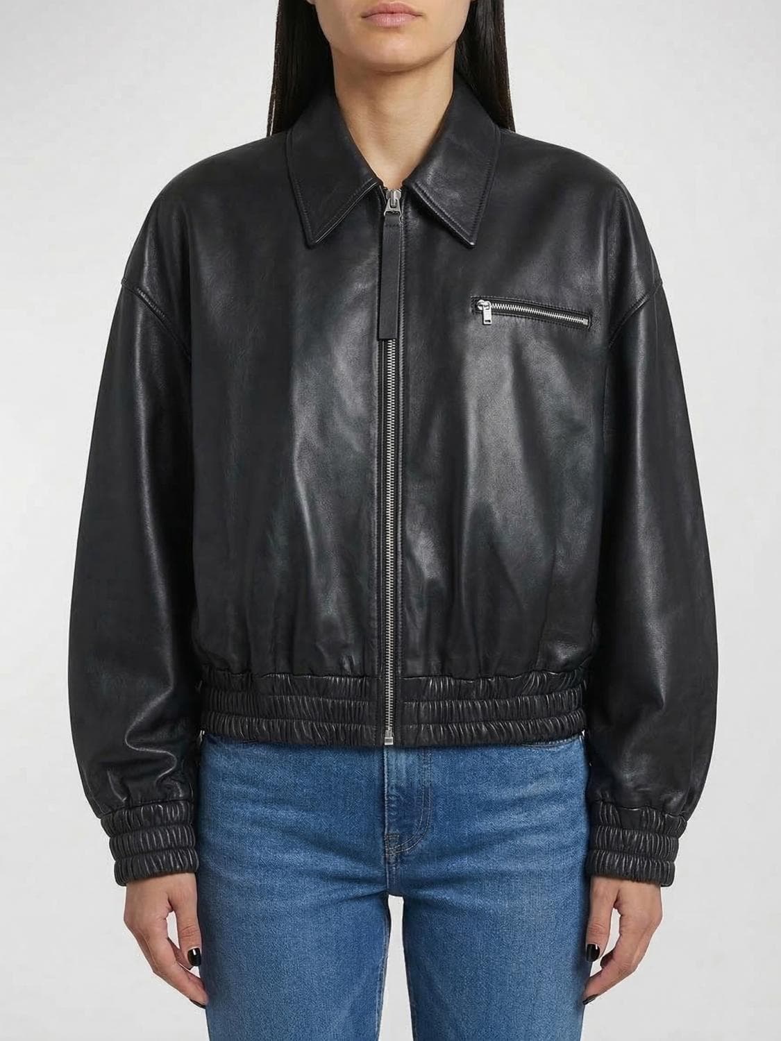 Jil Sander Leather Bomber Jacket