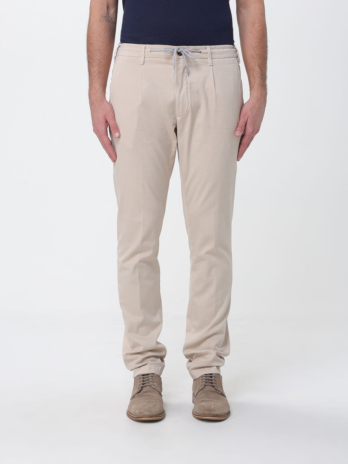 Eleventy Drawstring Trousers in Cotton and Silk