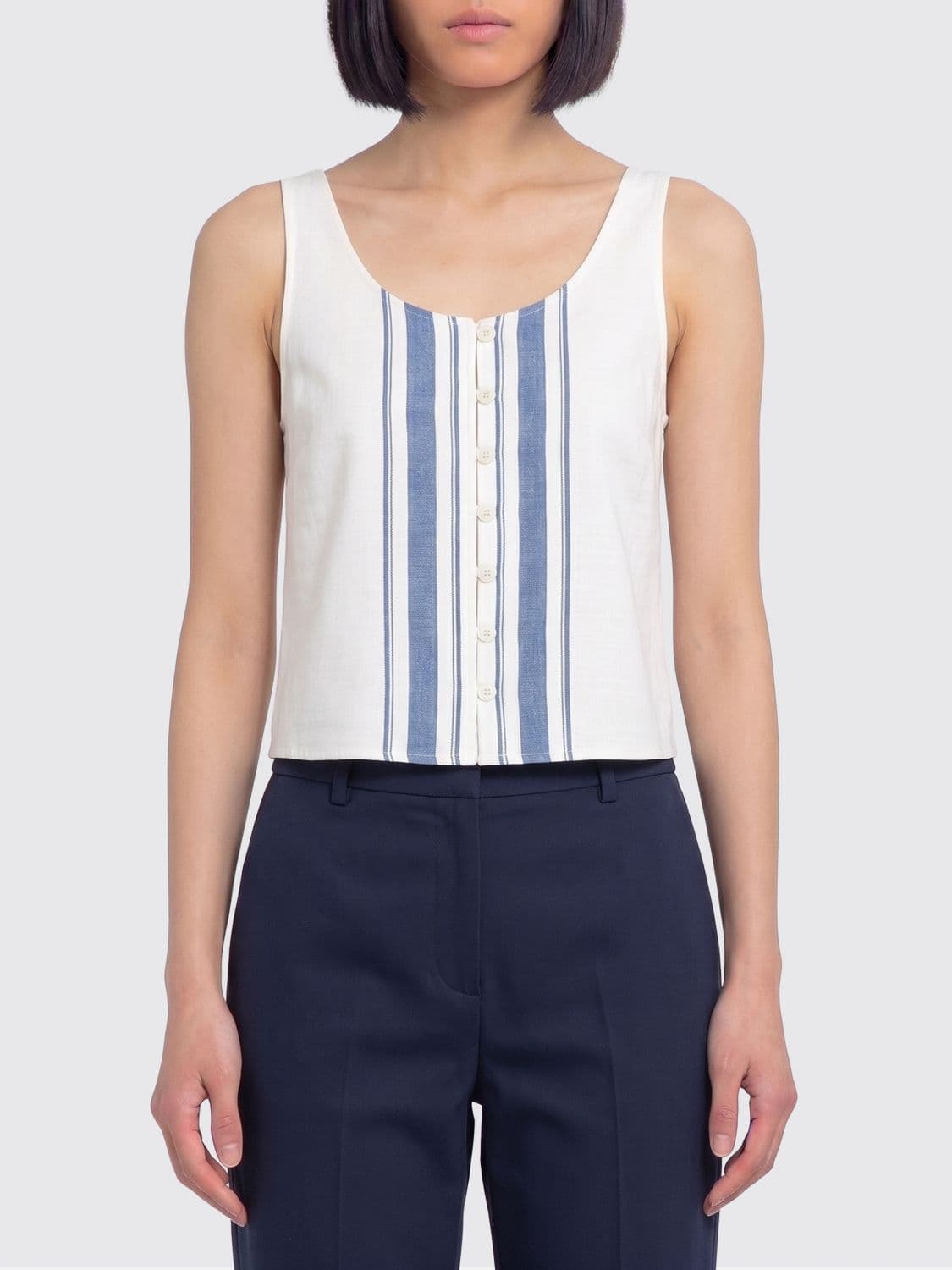 Low Classic Cotton and Linen Blend Top