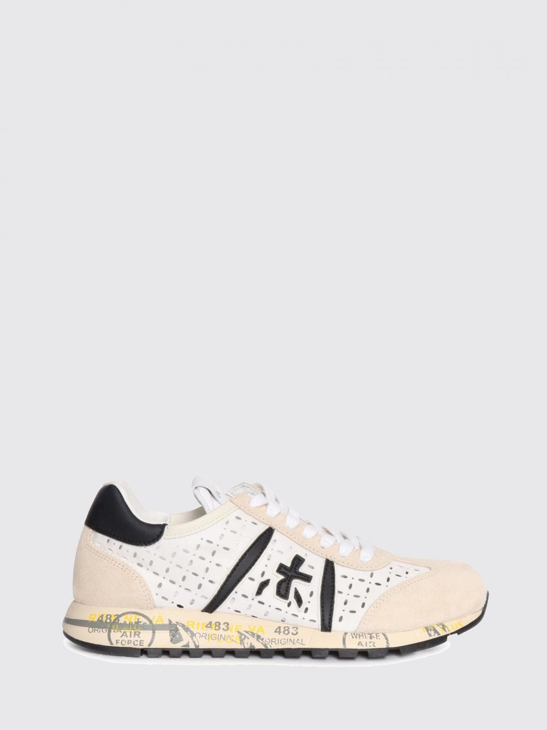 Premiata Lucy Suede And Perforated Fabric Sneakers