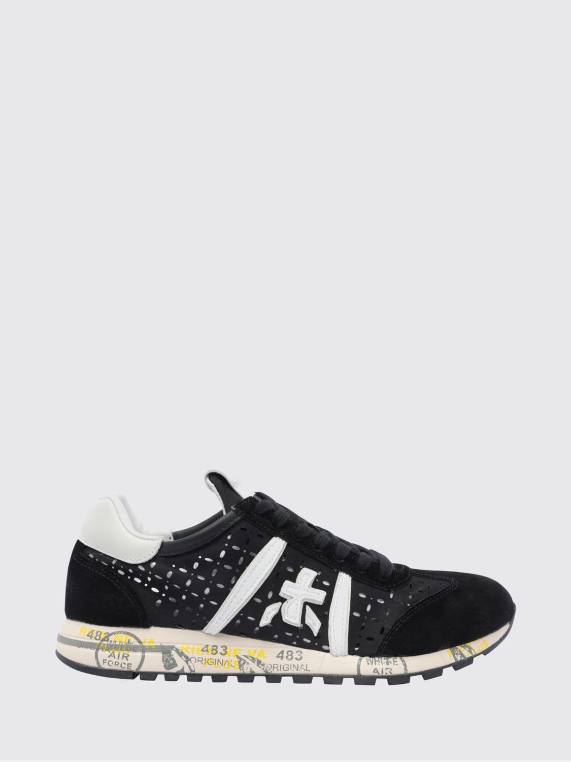 Premiata Lucy Suede And Perforated Fabric Sneakers · 36