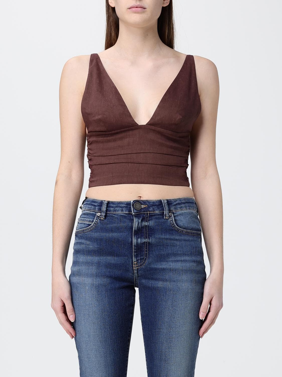 Pinko Linen Blend Cropped Top · 42