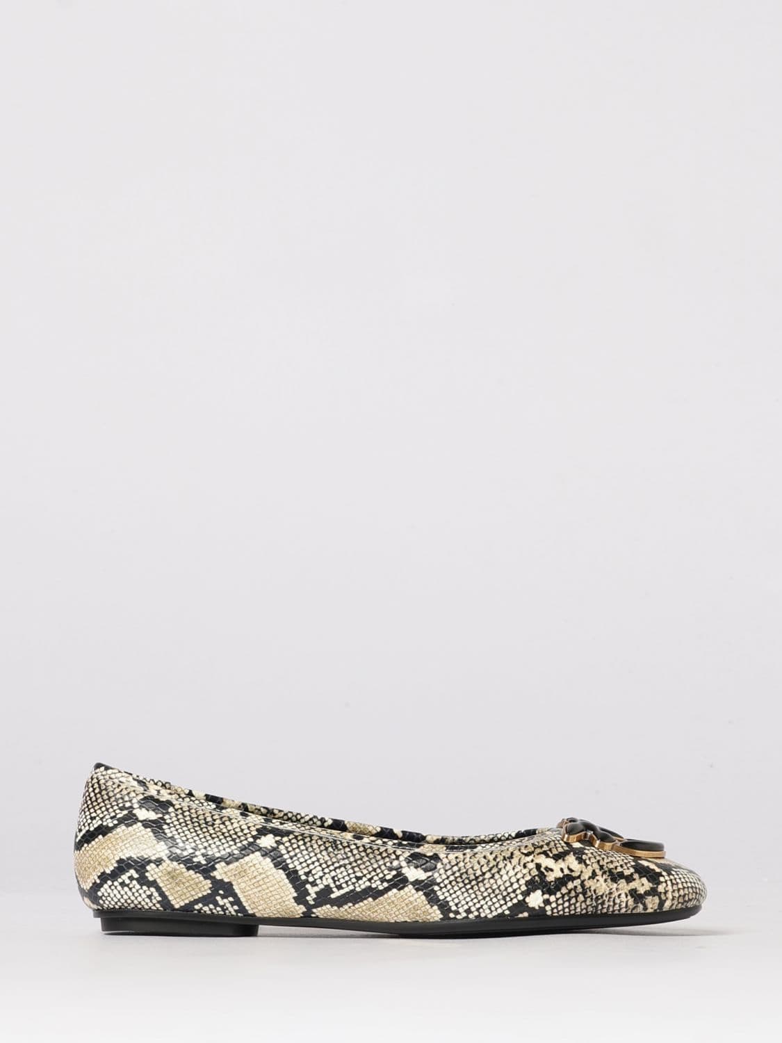 Pinko Love Birds Python Print Leather Ballerinas