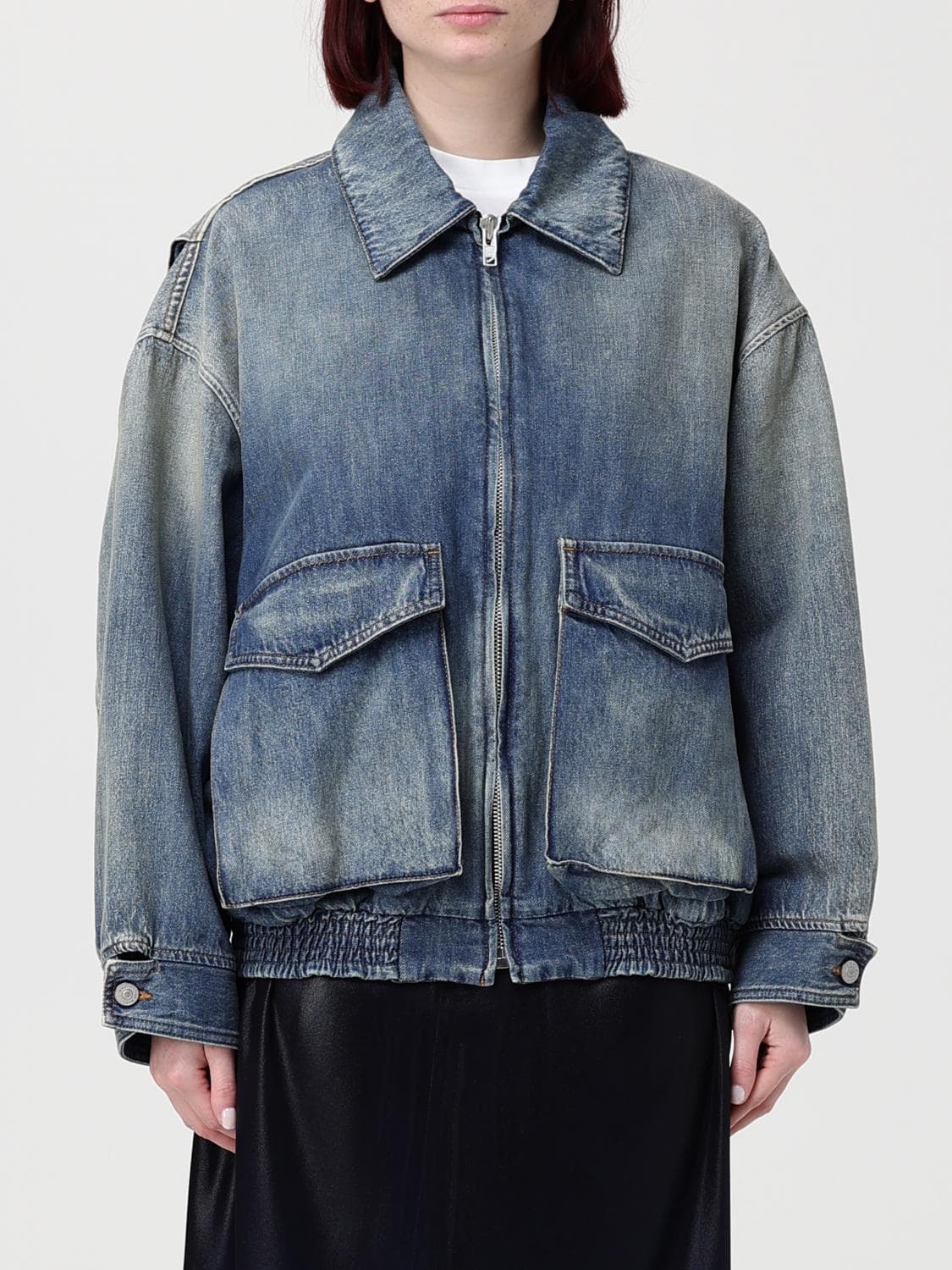 Mm6 Maison Margiela Cotton Denim Bomber Jacket