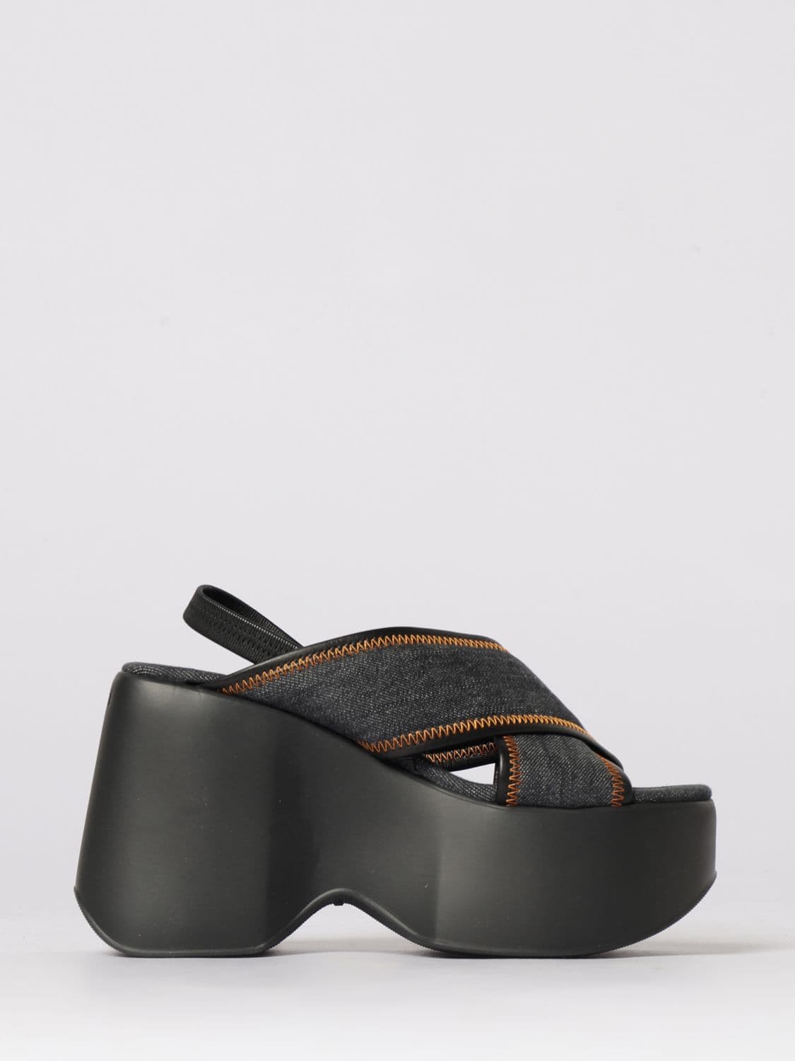Vic Matié Cotton Denim Wedge Sandals