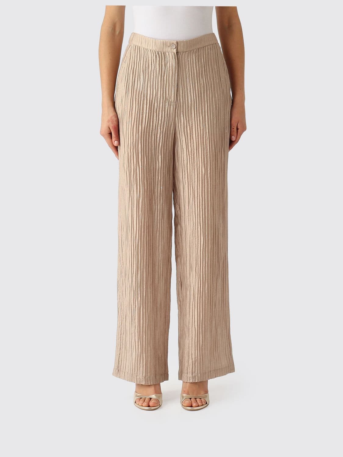 Emporio Armani Pleated Lyocell Blend Palazzo Pants