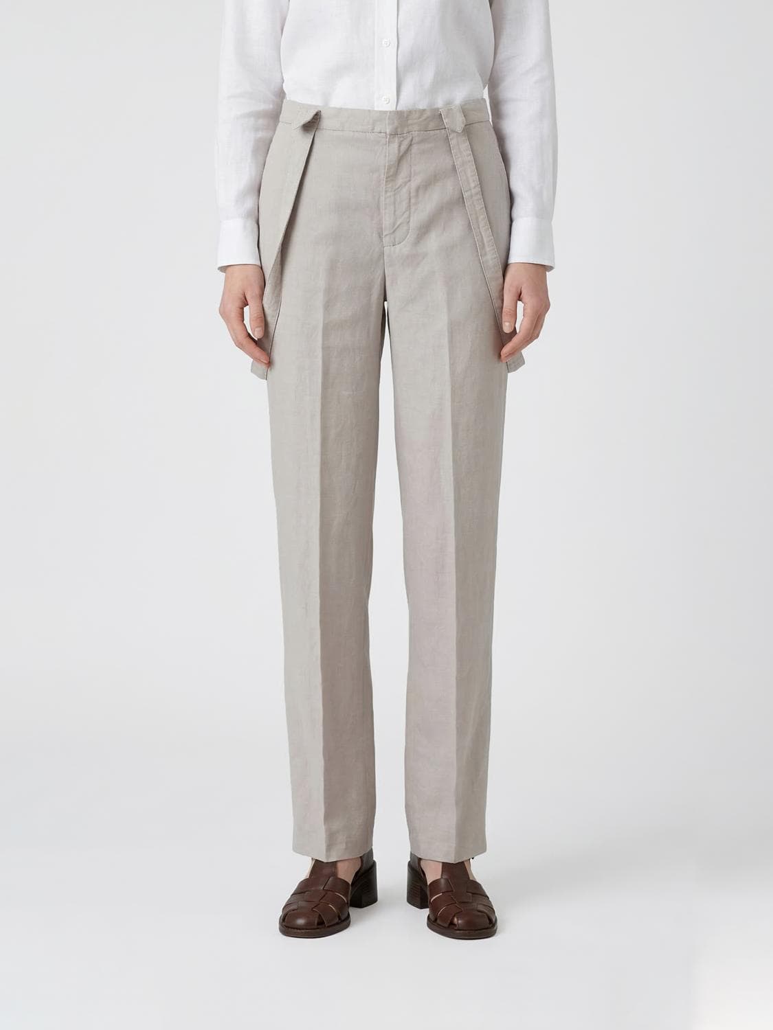 Dondup Slim Fit Linen Blend Trousers with Braces