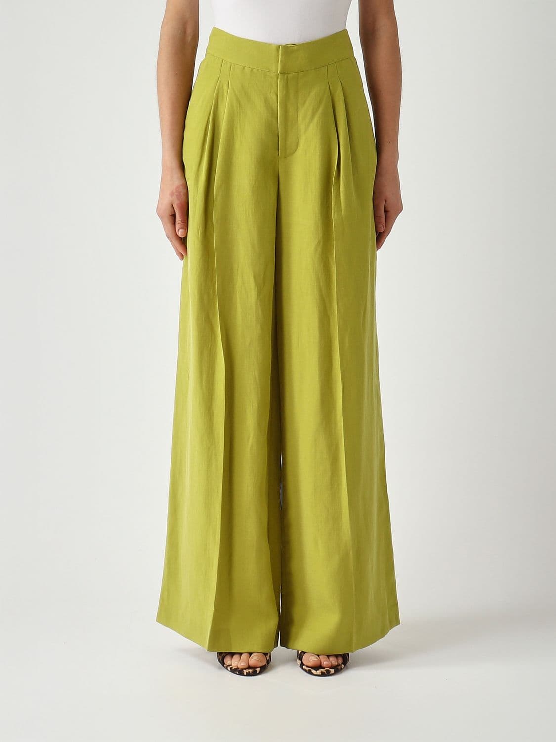 Twinset Linen Blend Palazzo Trousers