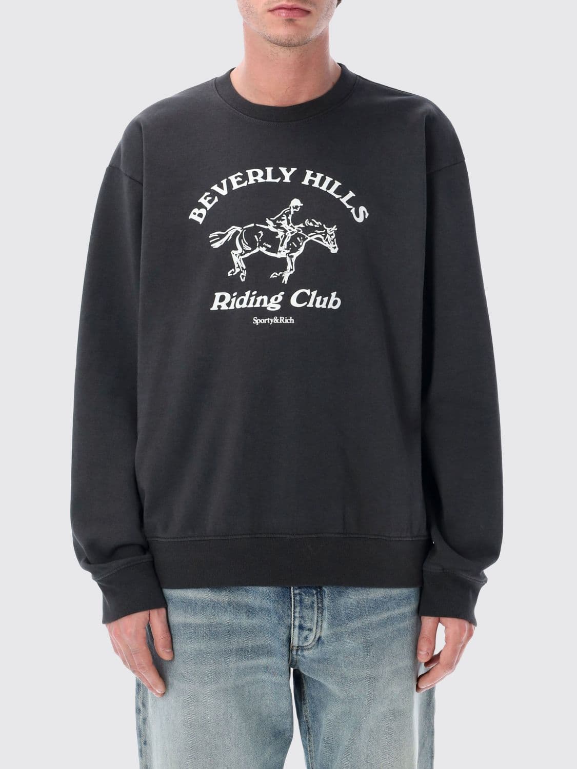 Sporty & Rich Printed Cotton Crewneck Sweatshirt