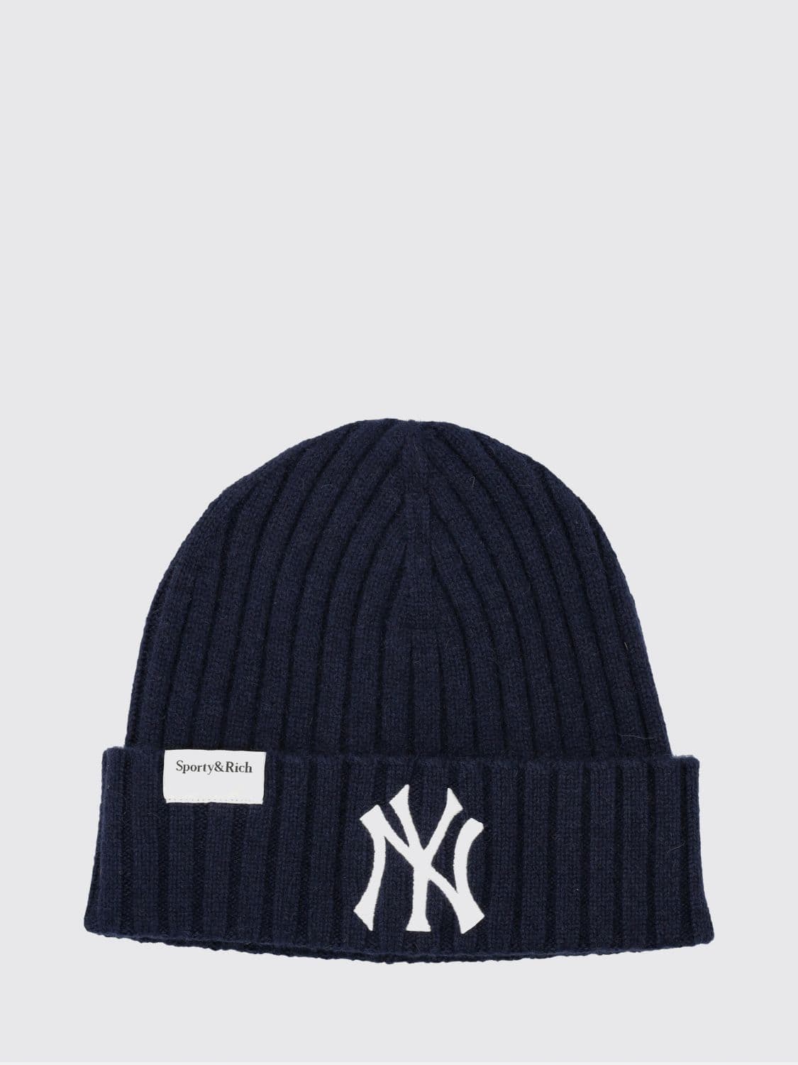 Sporty & Rich Yankees Serif Ribbed Cashmere Hat