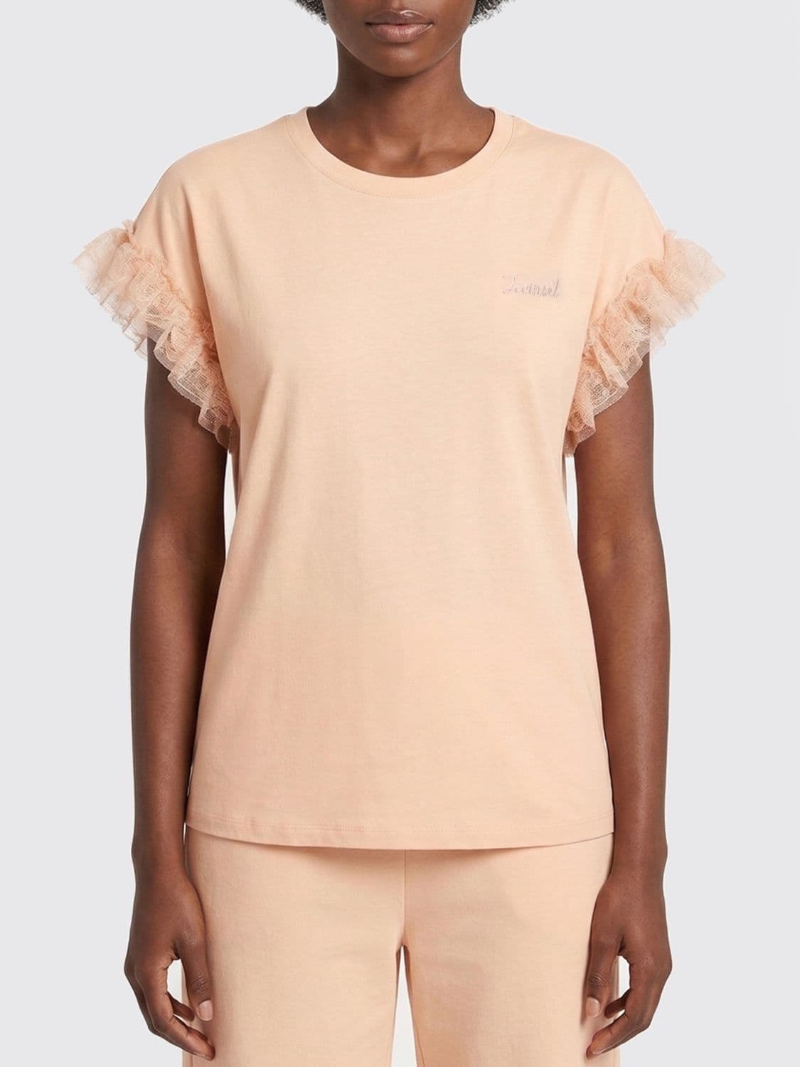 Twinset Cotton T-Shirt with Ruffles