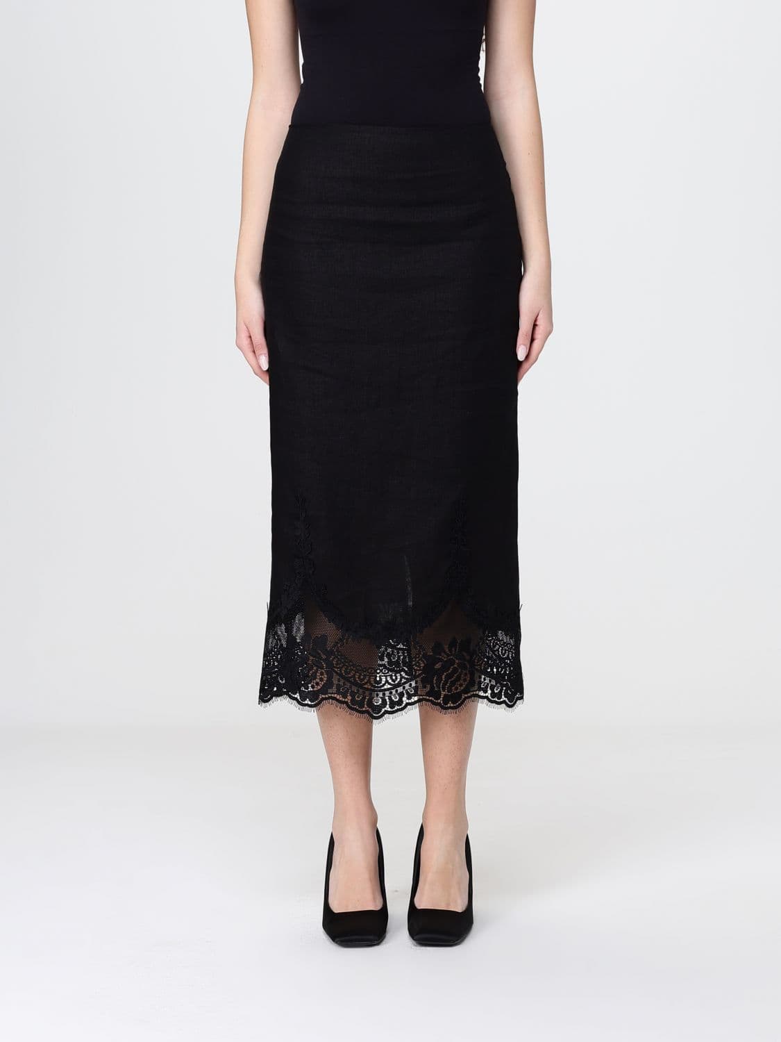 Twinset Linen and Lace Pencil Skirt
