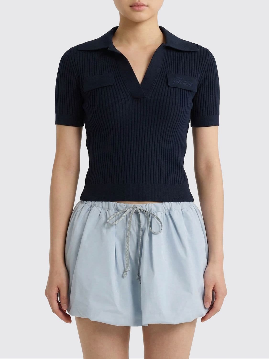 Patou Ribbed Cotton Knit Polo Shirt · L