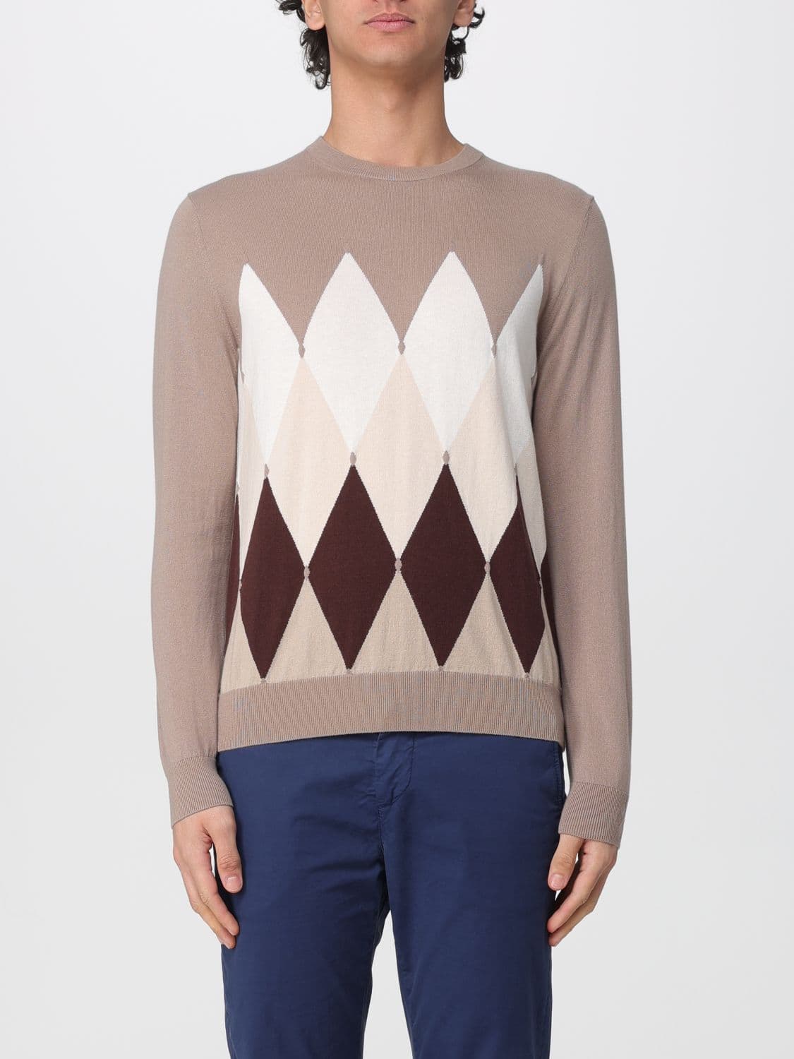 Ballantyne Diamond Pattern Cotton and Cashmere Knit