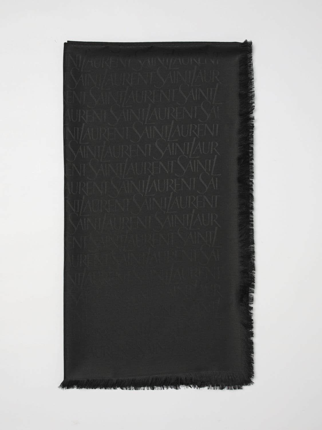 Saint Laurent Silk Blend Scarf with Jacquard Logo