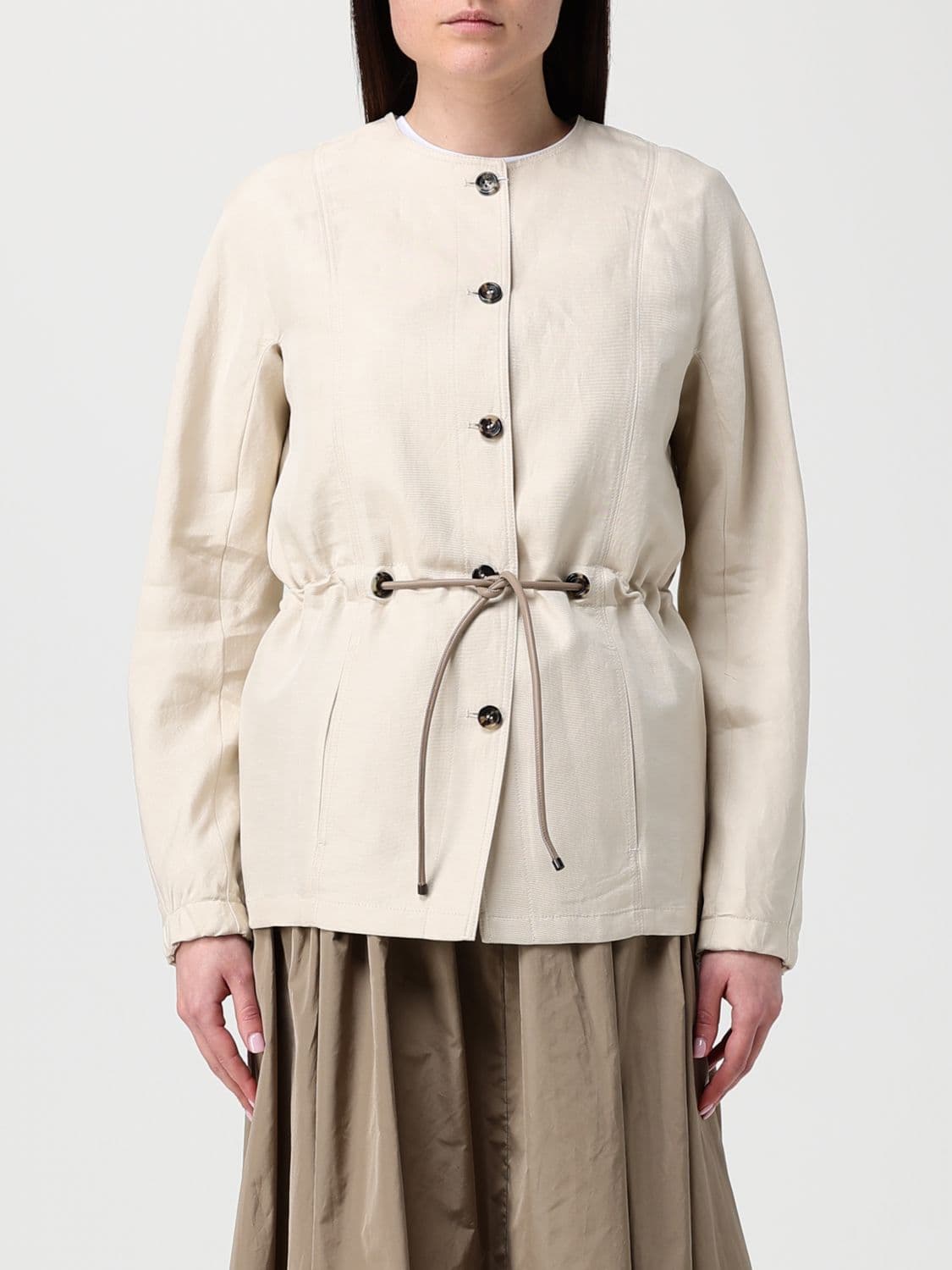 Max Mara Linen and Silk Jacket with Drawstring