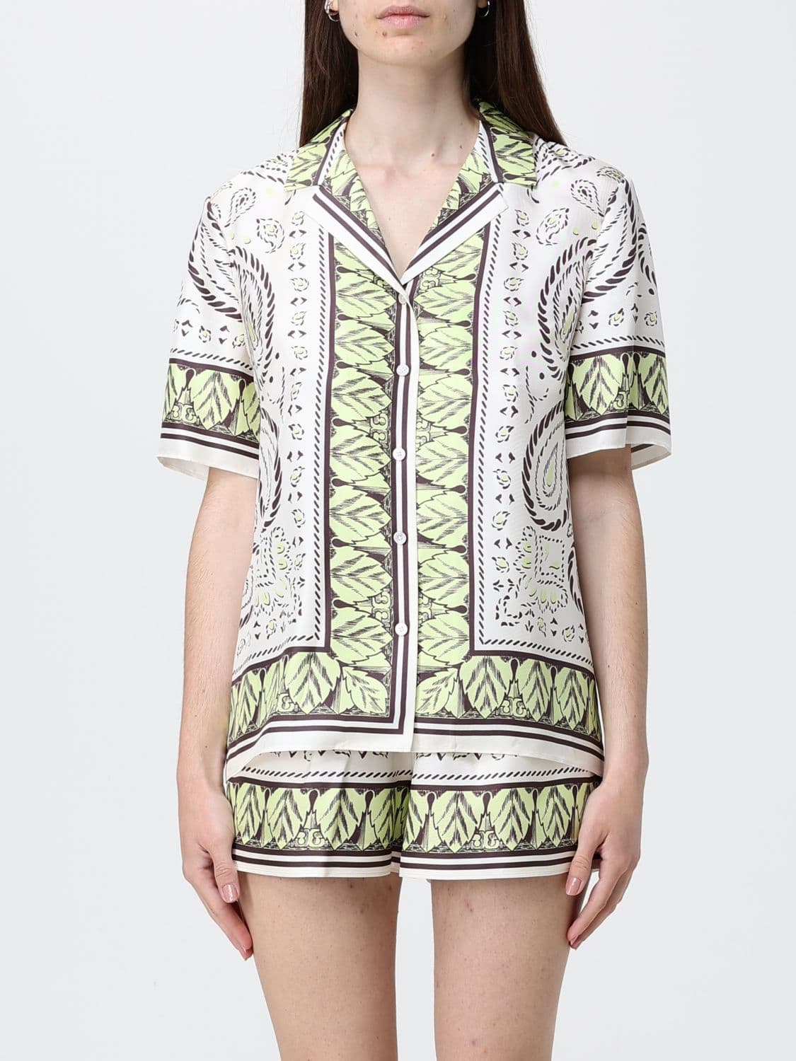 Tory Burch Silk Shirt With Ethnic Print