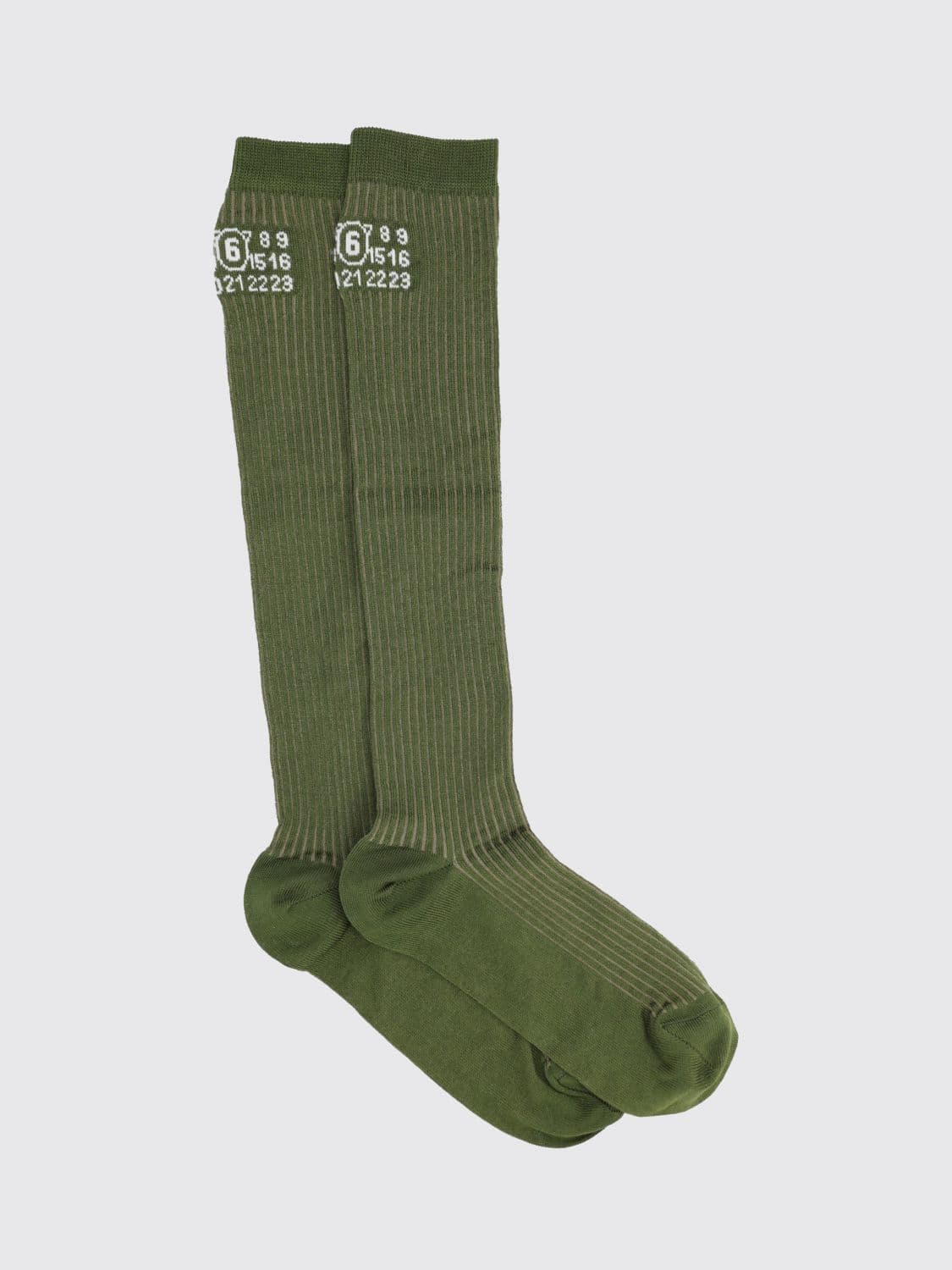 Mm6 Maison Margiela Stretch Ribbed Cotton Socks