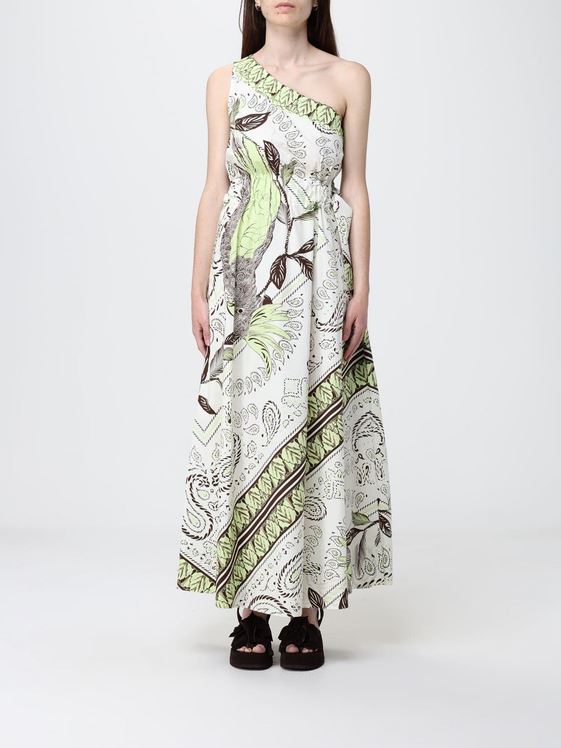 Tory Burch Printed Cotton One Shoulder Dress