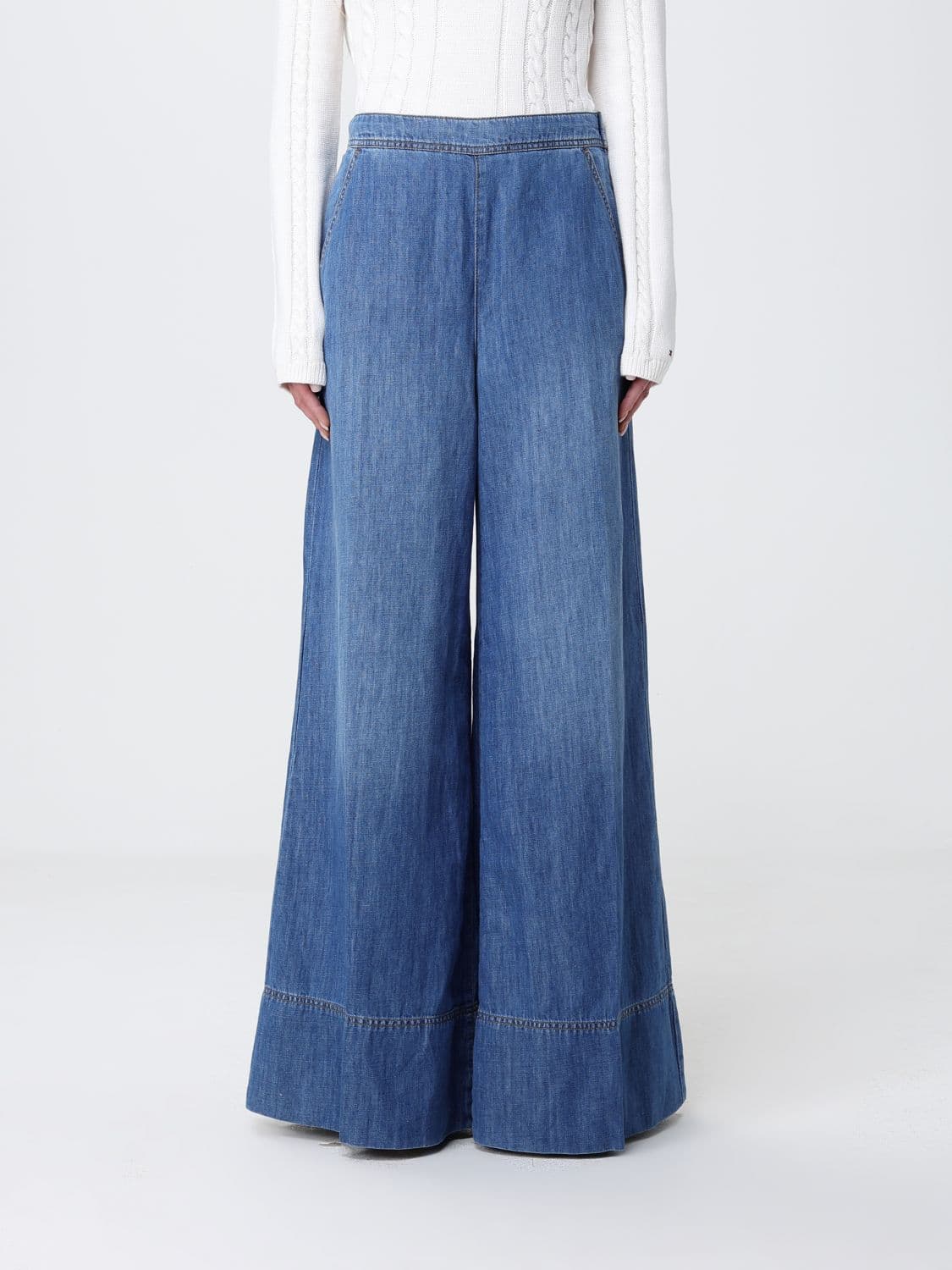 Pinko Cotton Denim Palazzo Jeans