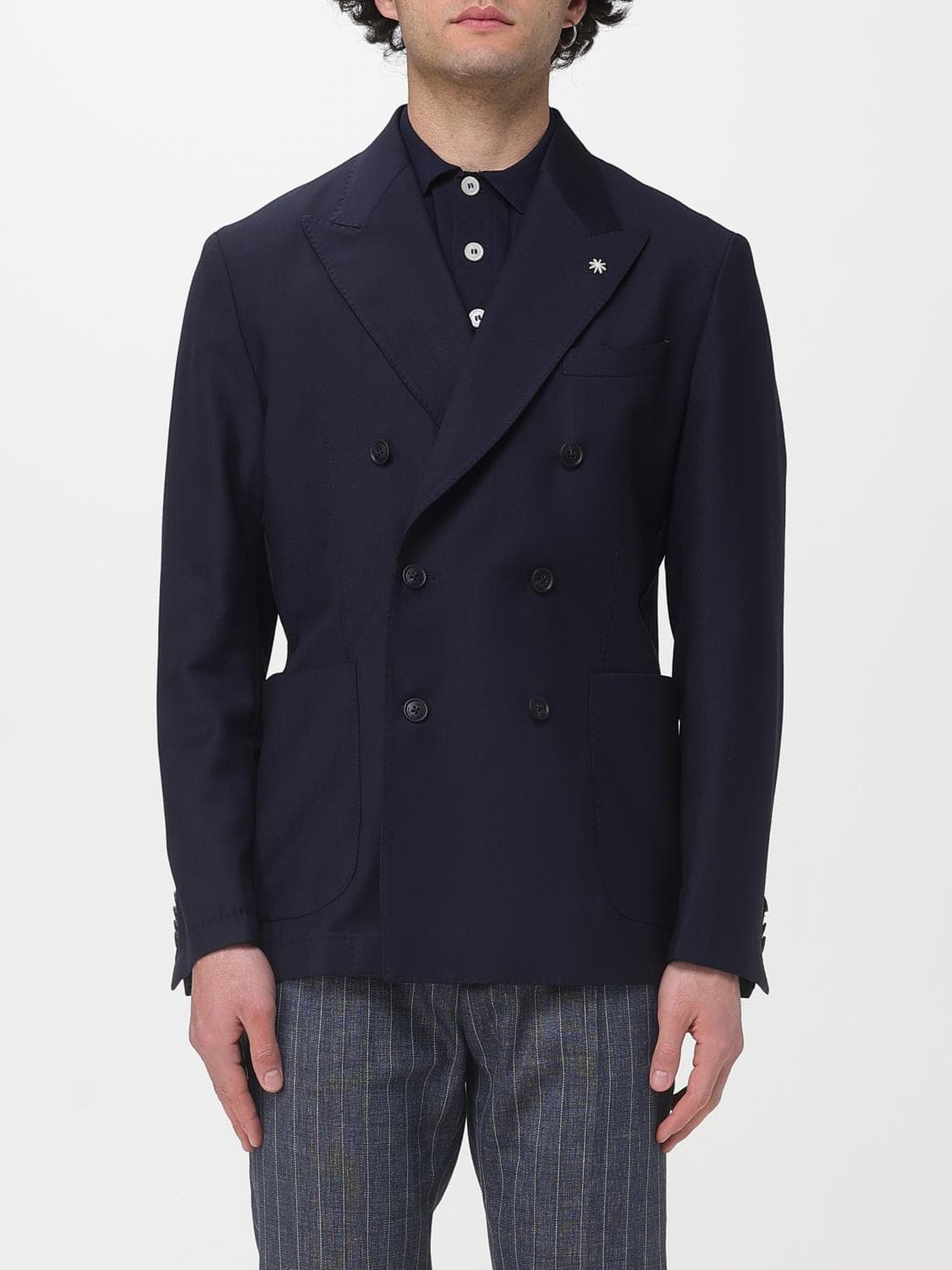 Manuel Ritz Double-Breasted Virgin Wool Blazer