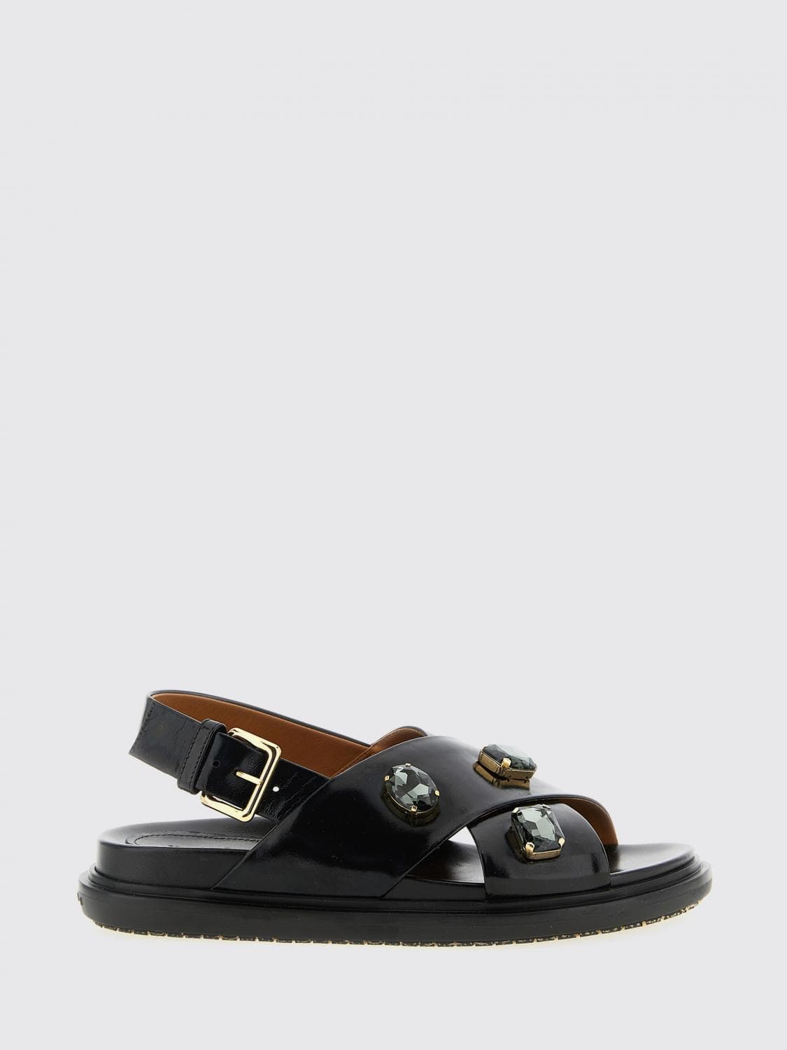 Marni Leather Sandals with Crystals