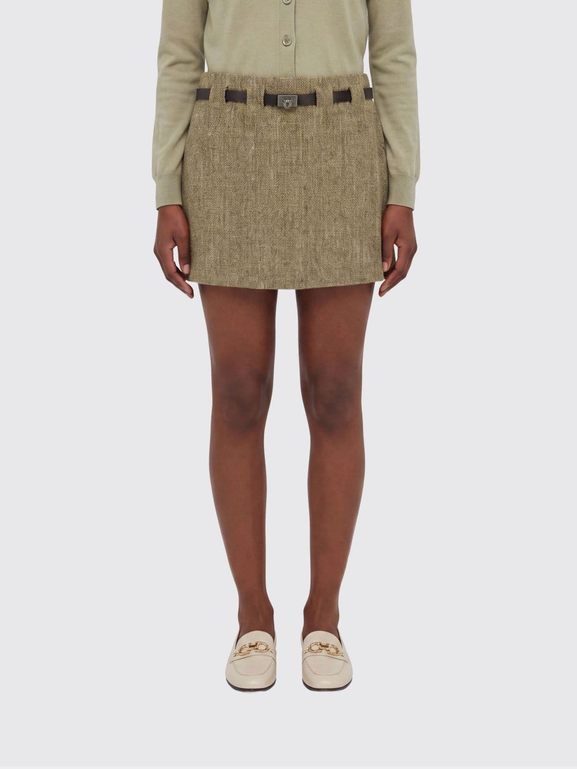 Ferragamo Linen Mini Skirt