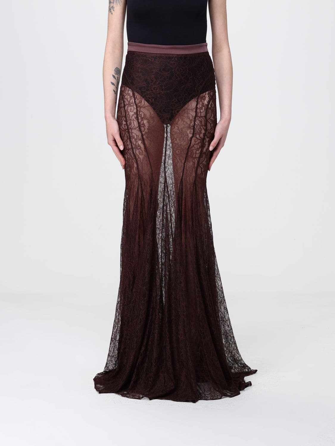 Elisabetta Franchi Long Lace Skirt