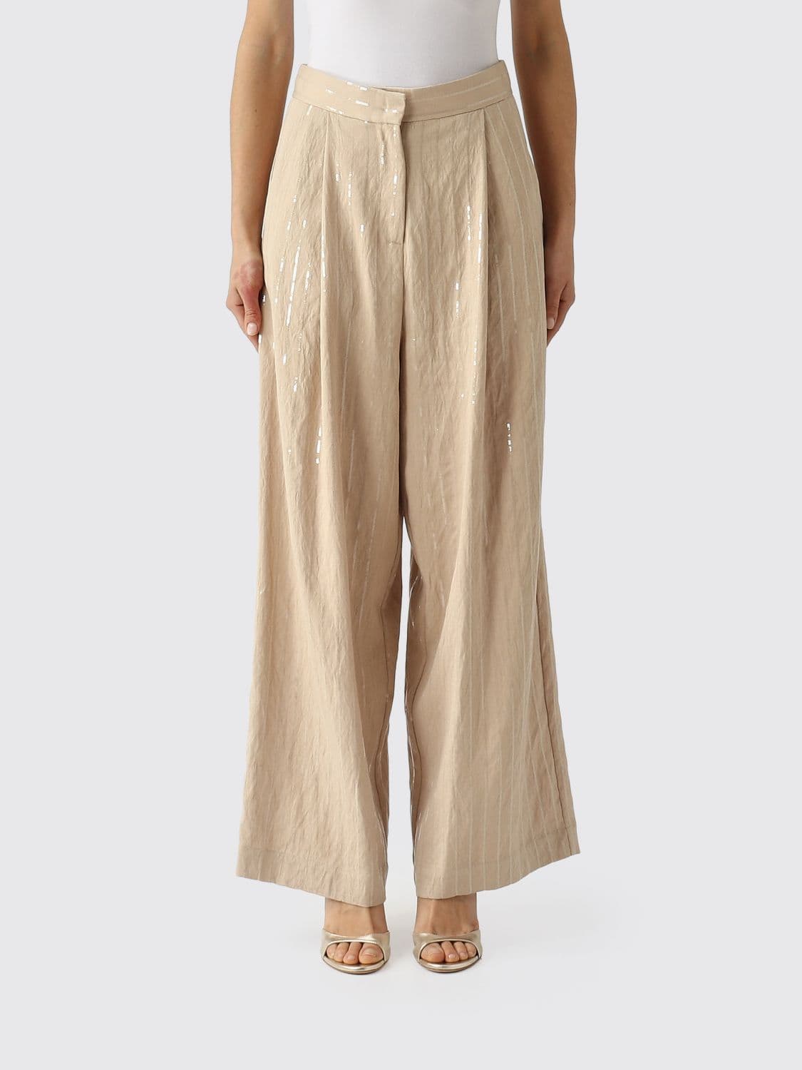 Meimeij Viscose Blend Wide-Leg Trousers with Sequins · 40