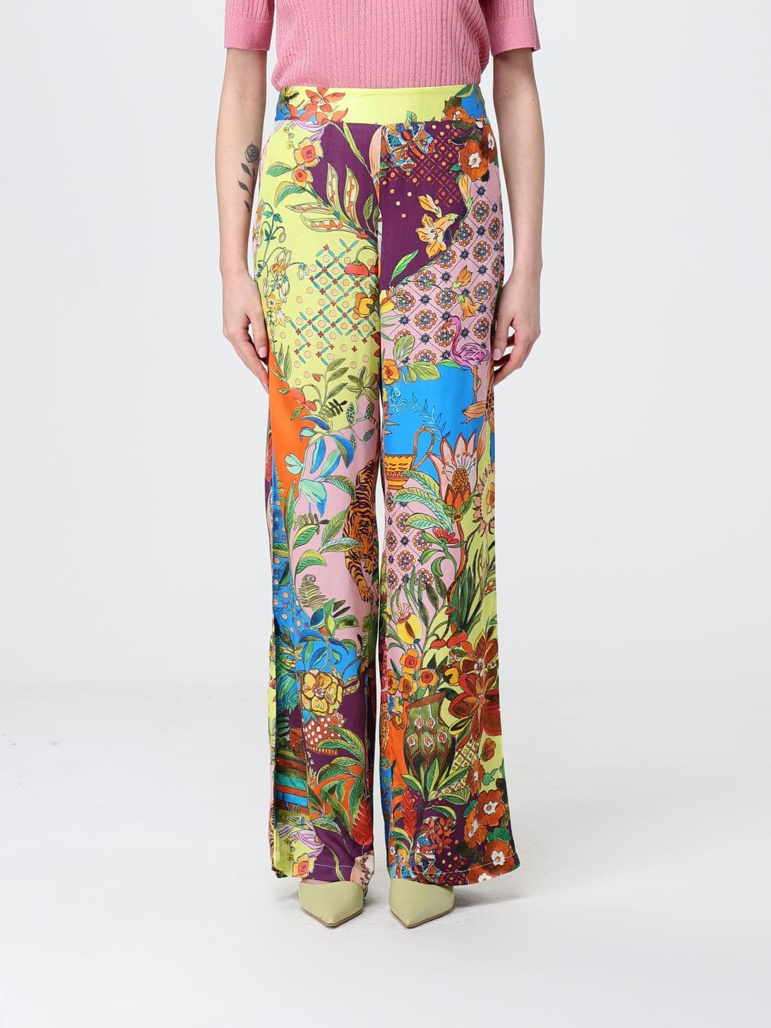 Liu Jo Satin Palazzo Trousers with Graphic Print · 44