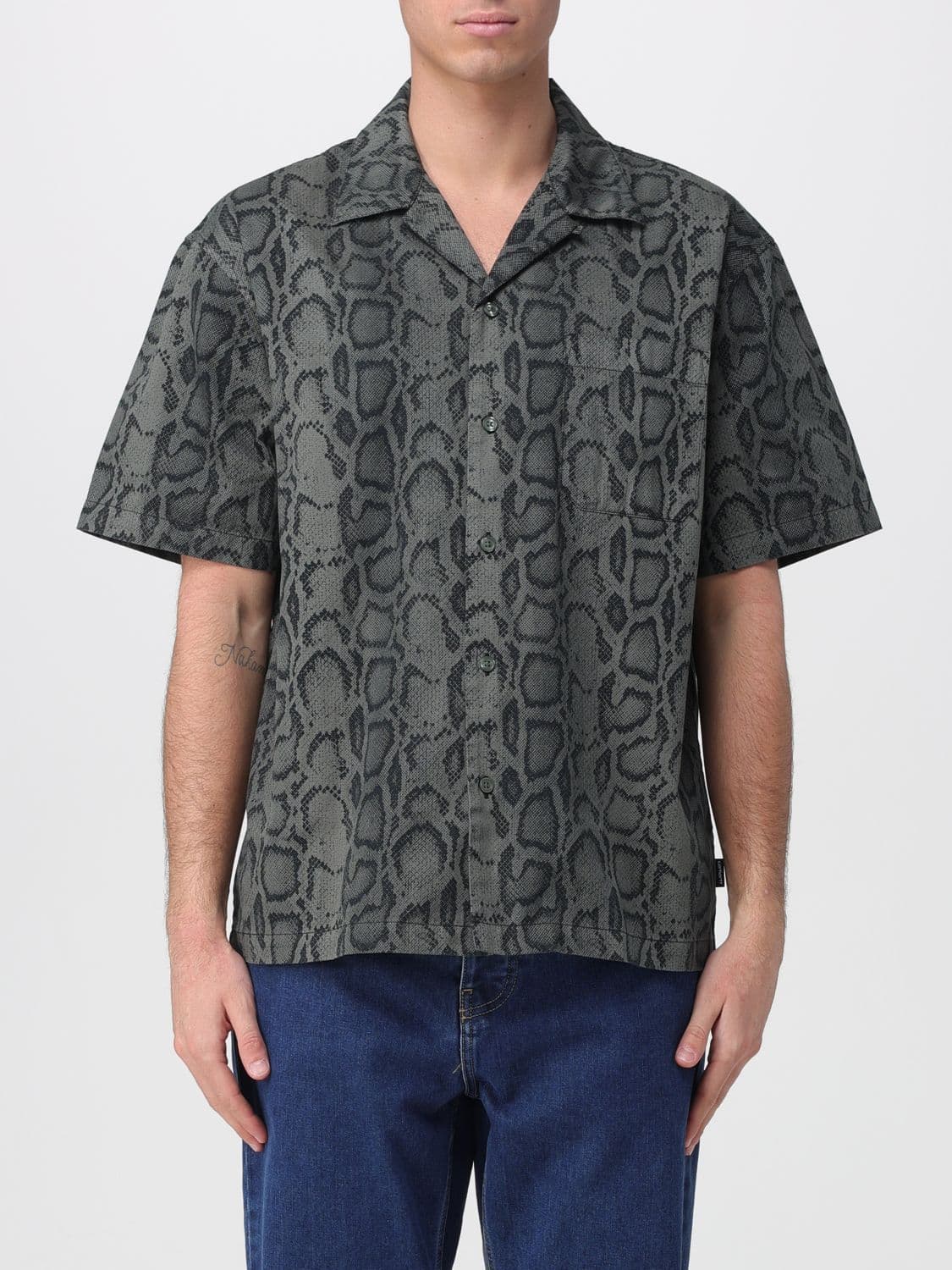 Carhartt Wip Cotton Bowling Shirt with Snake Print