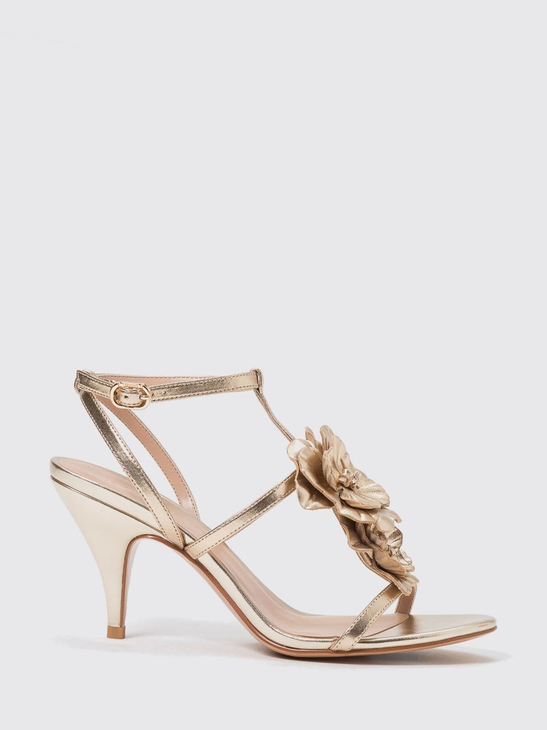 Twinset Leather Sandals with Flowers