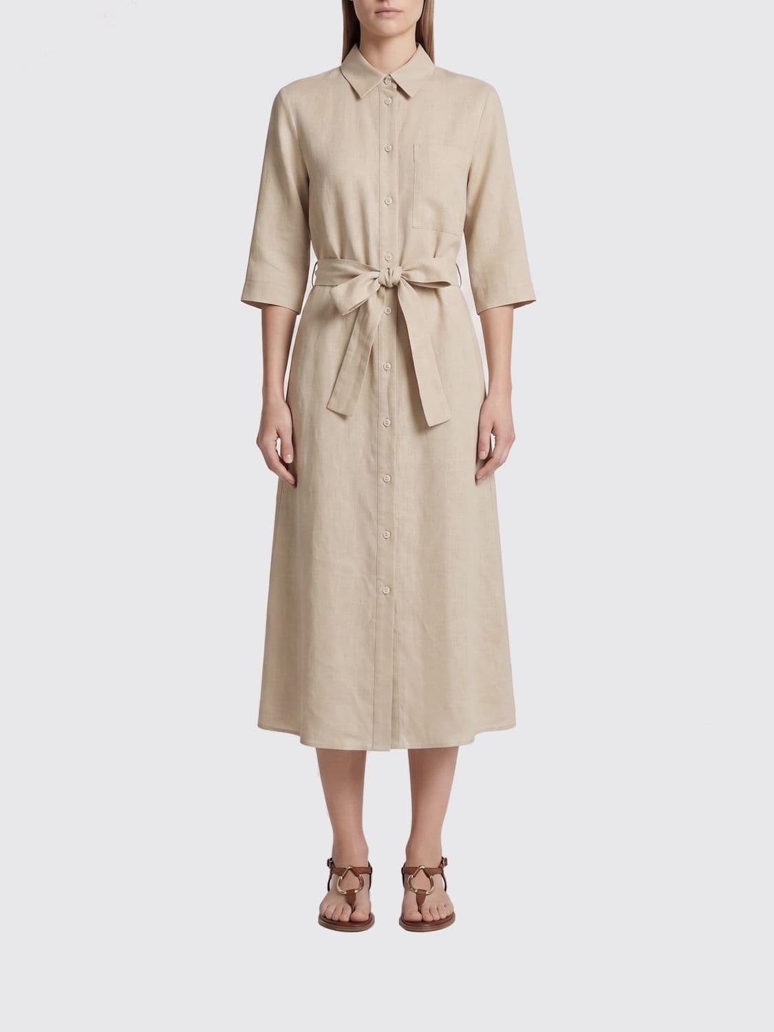 Mm Max Mara Linen Chemisier Dress · 38