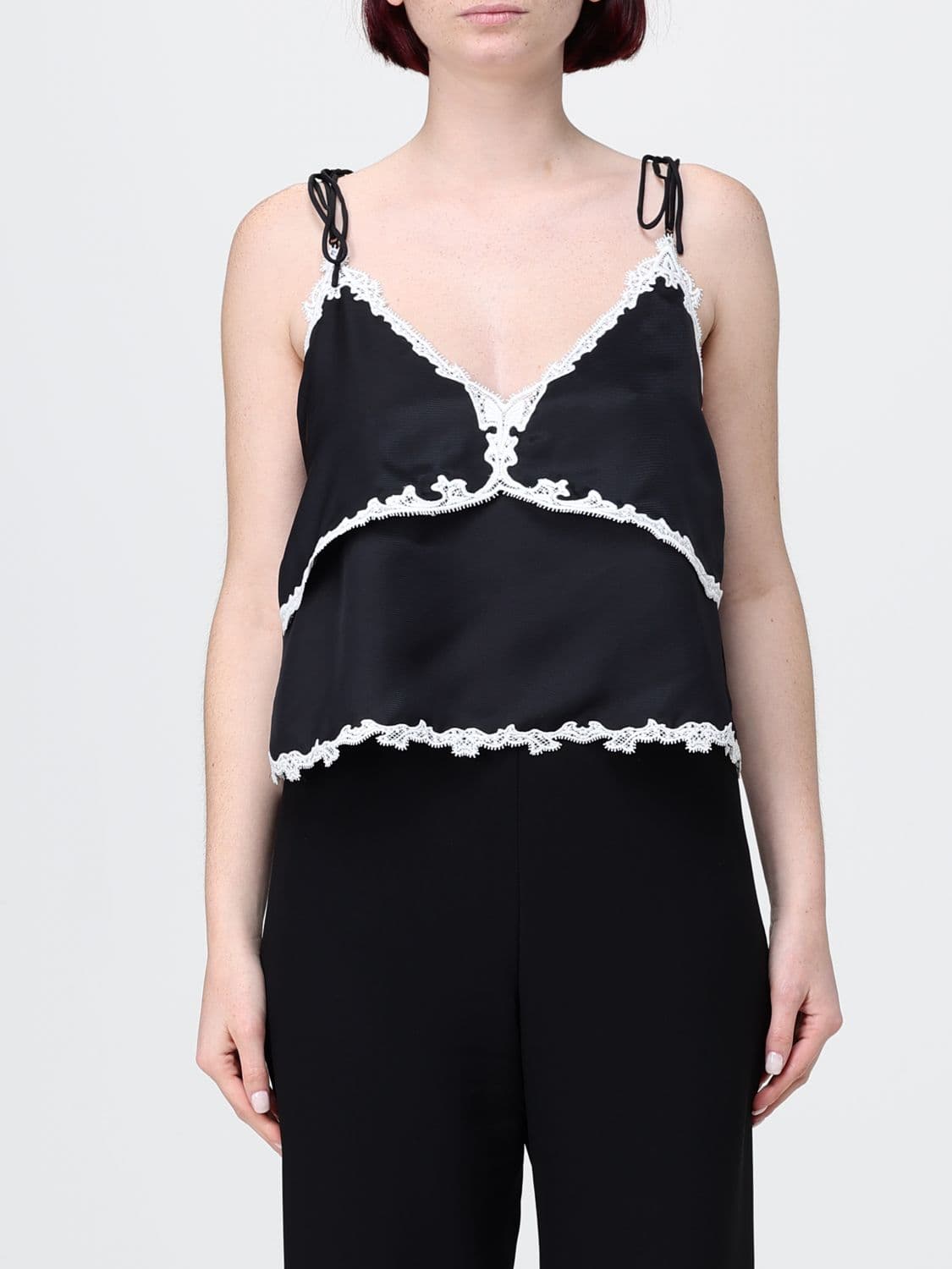 Pinko Twill and Lace Top