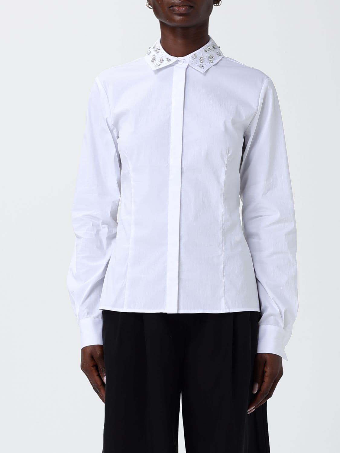Liu Jo Cotton Poplin Shirt with Rhinestones