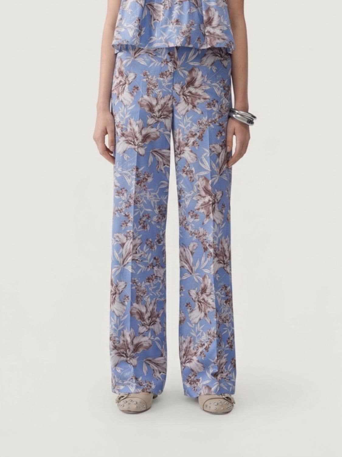 Liu Jo Printed Cotton Poplin Palazzo Pants
