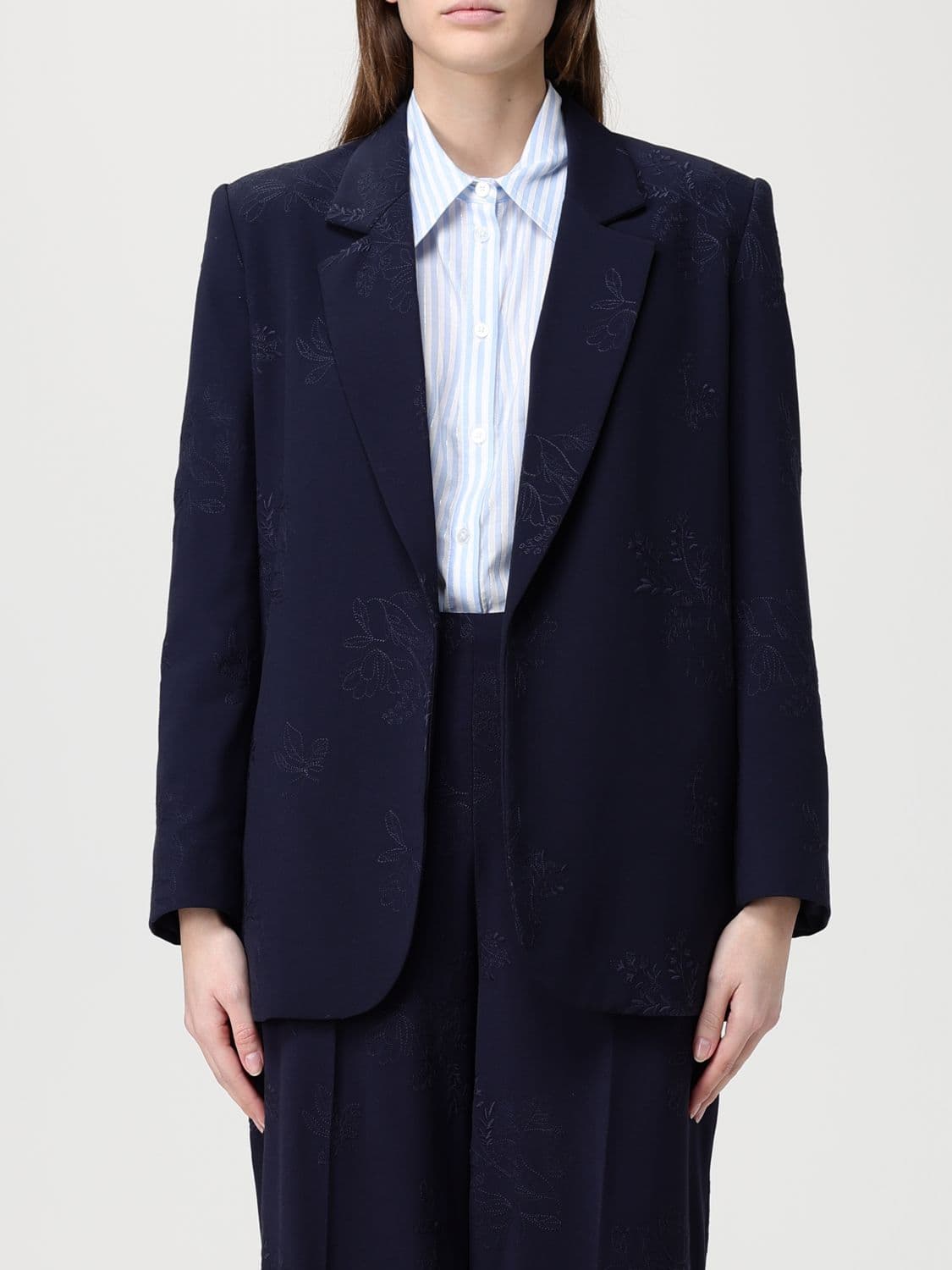 Twinset Embroidered Viscose Single-Breasted Blazer