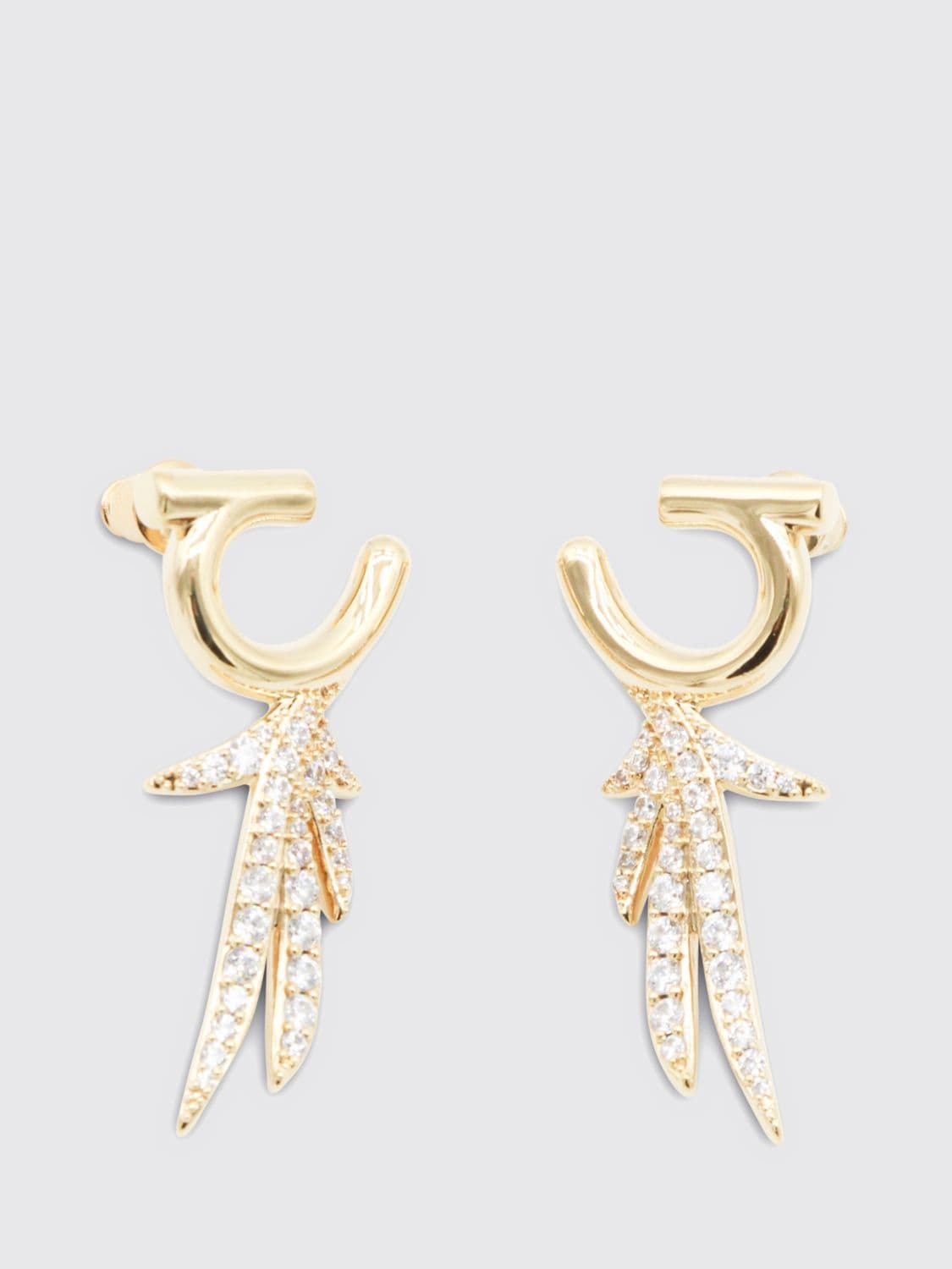 Ferragamo Brass Earrings with Crystals