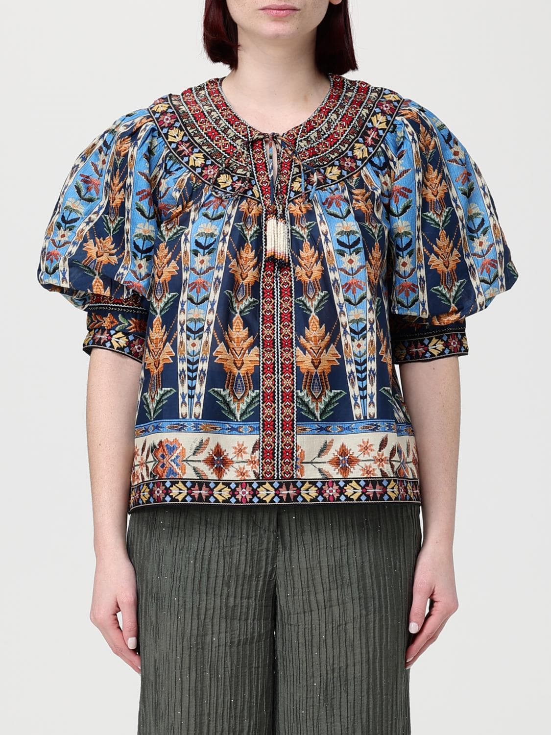 Farm Rio Cotton Crew-Neck Blouse · L