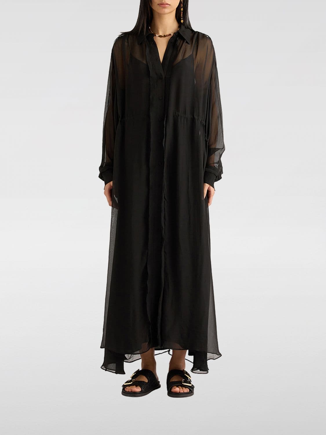 Momonì Silk Blend Chemisier Dress