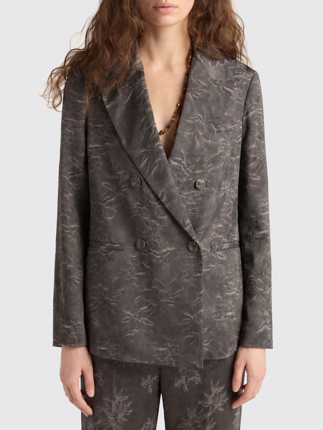 Momonì Double-Breasted Jacquard Viscose Blazer