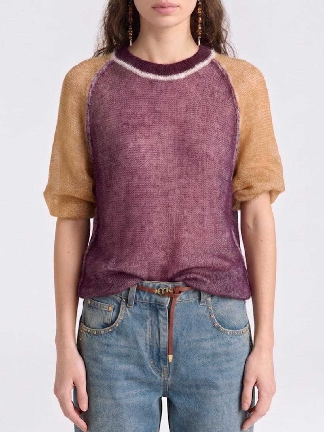 Momonì Color-Block Mohair Wool Pullover